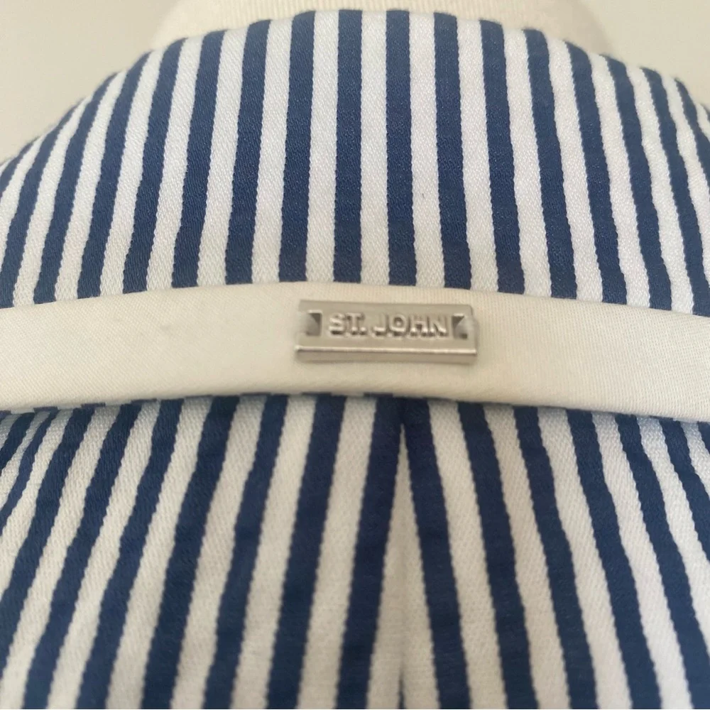 St. John Navy and White Striped Blazer - Picture 6 of 10
